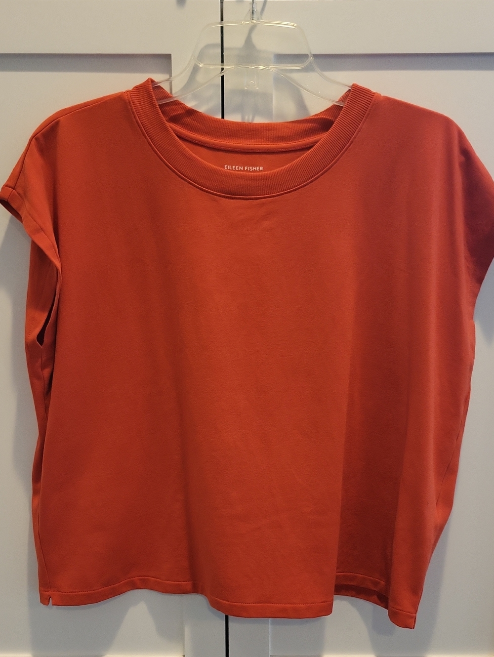 Eileen Fisher Short-Sleeve Boxy Tee in Red Orange S24